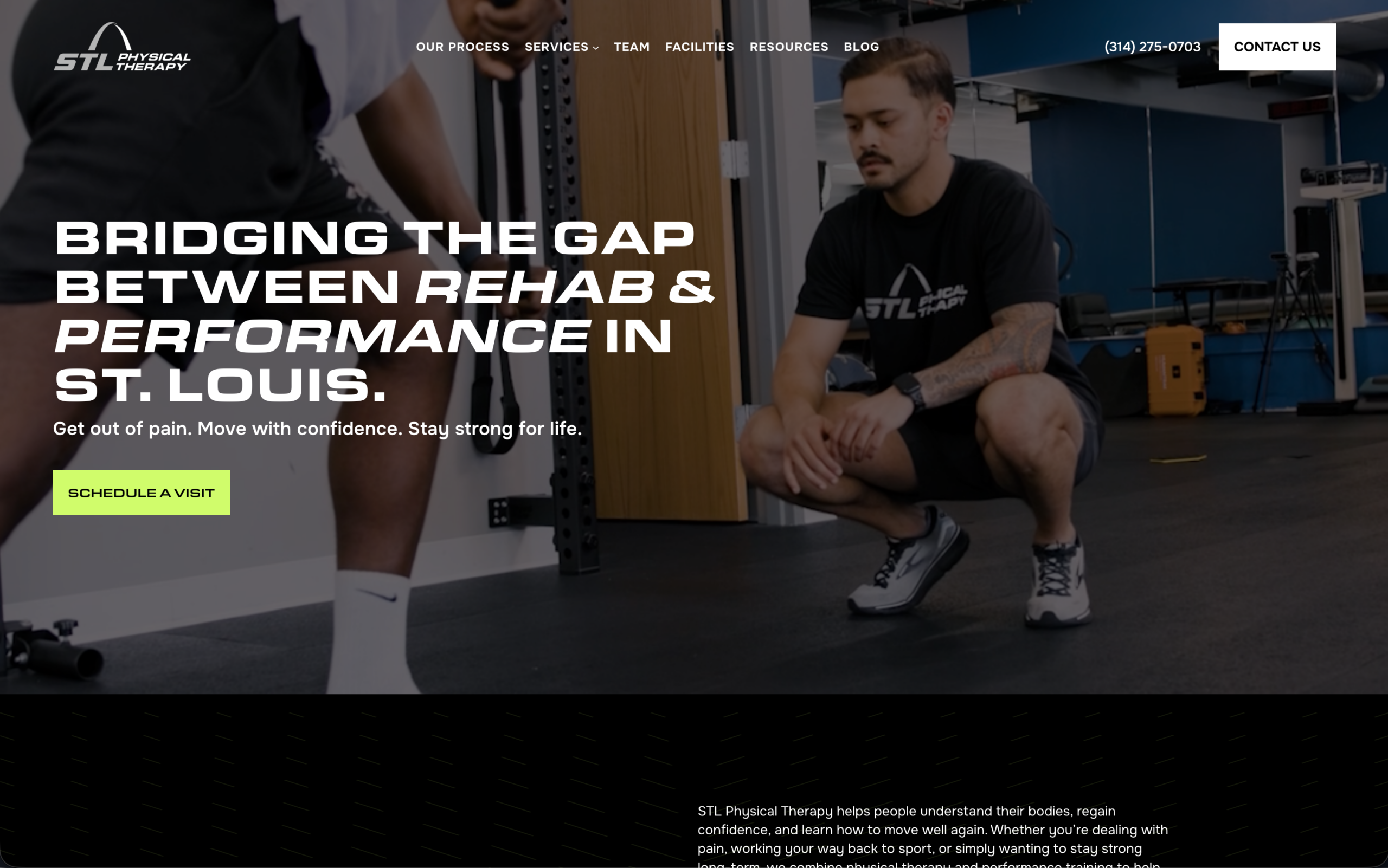 STL Physical Therapy website screenshot