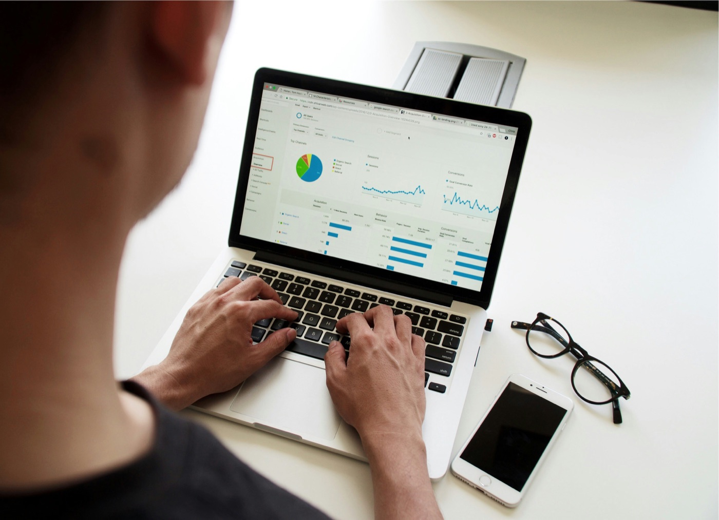 Laptop showing marketing analytics dashboards