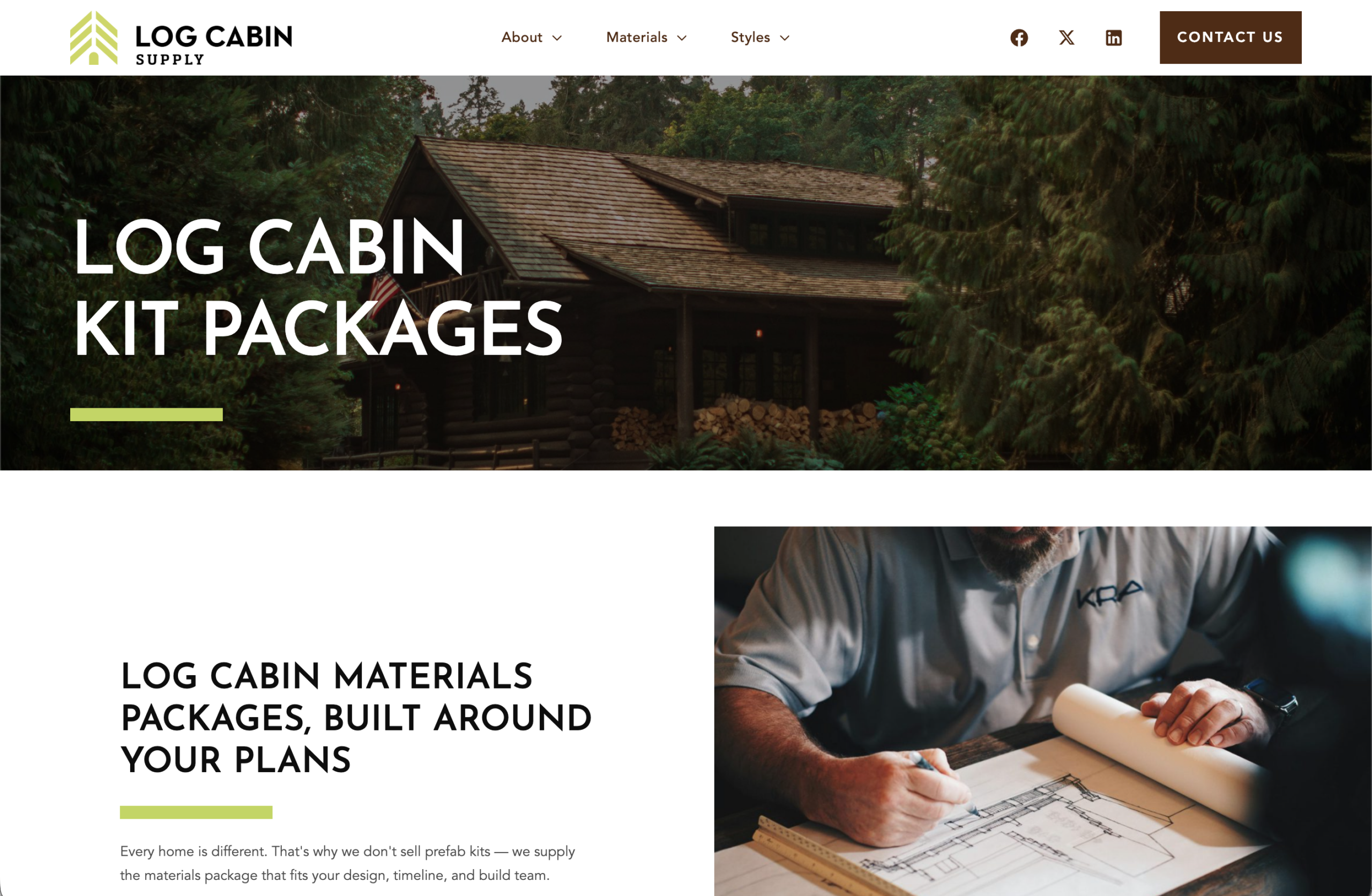 Log Cabin Supply – Log Cabin Kit Packages page