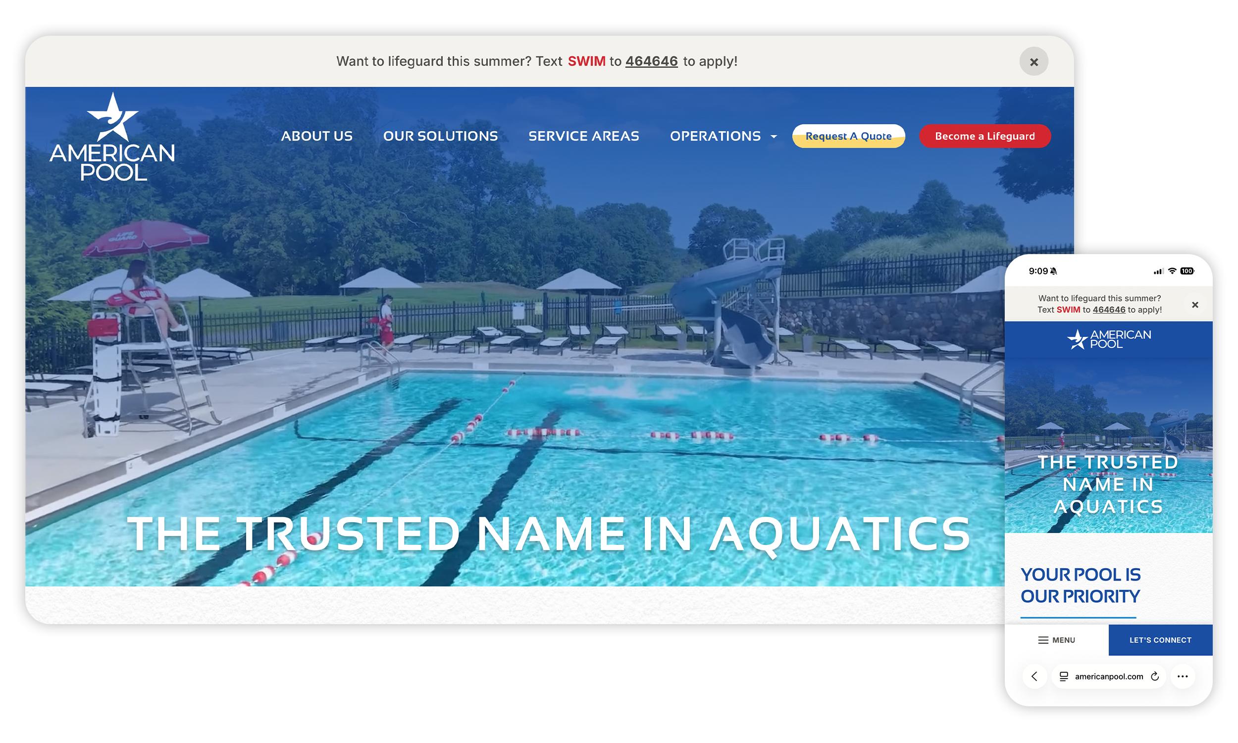 American Pool website responsive screen mock-up