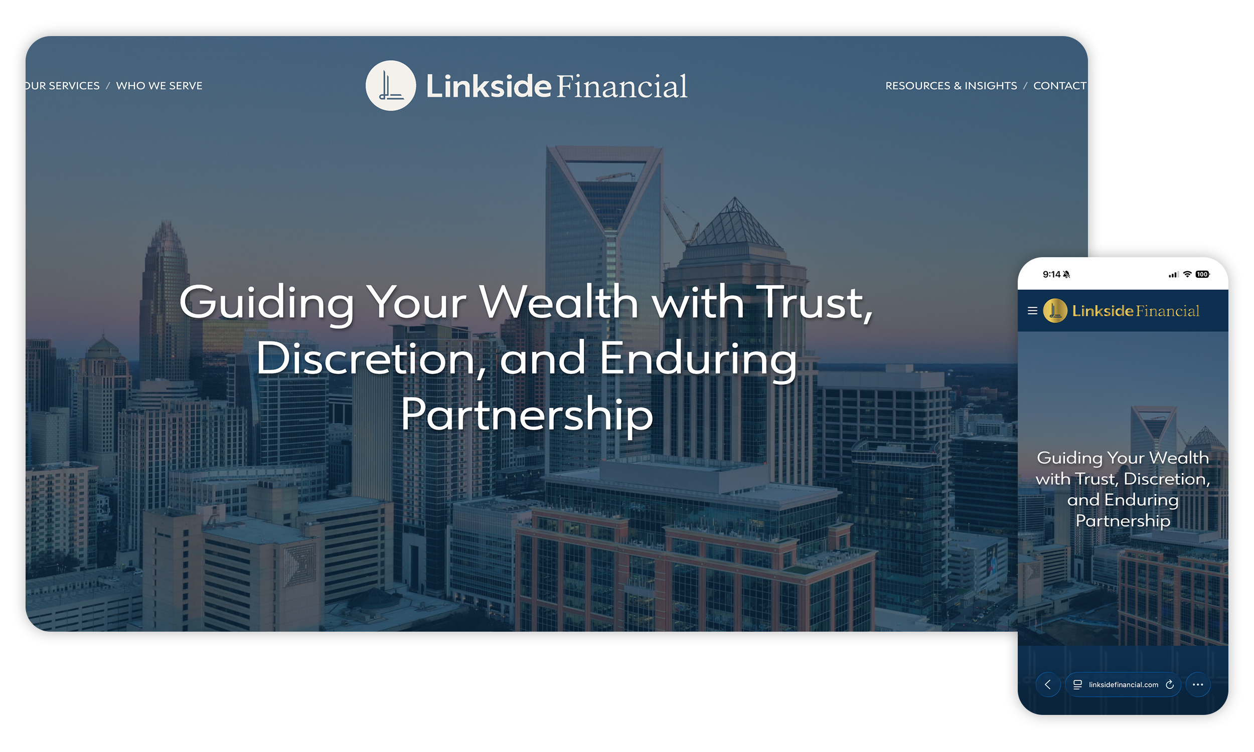 Linkside Financial Responsive Screen Mockup