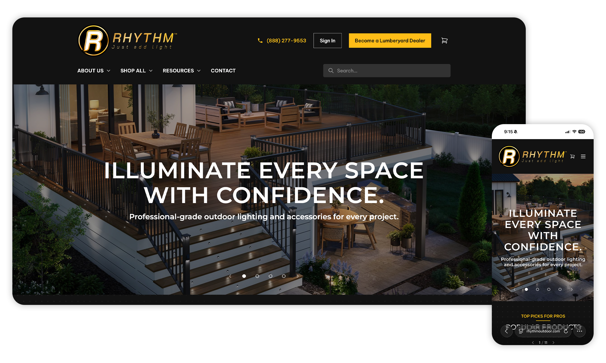 Rhythm outdoor responsive screen mockups