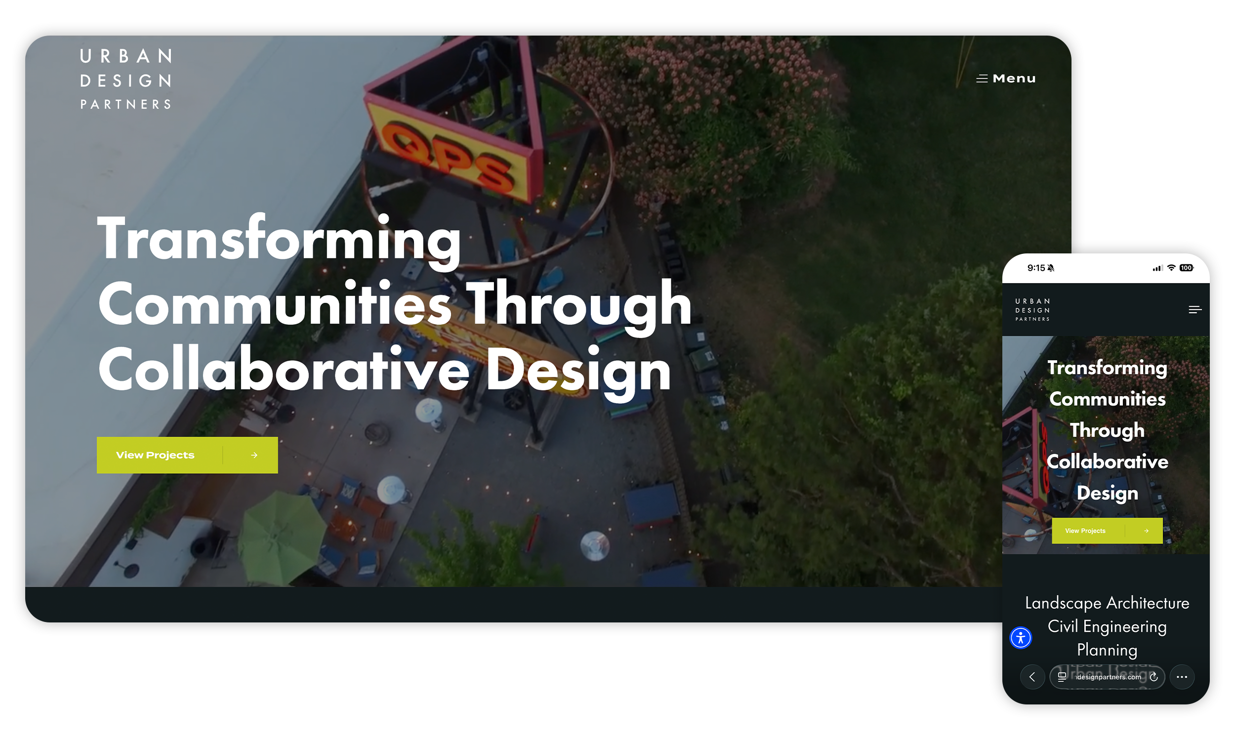 Urban Design Partners website responsive screen mockup