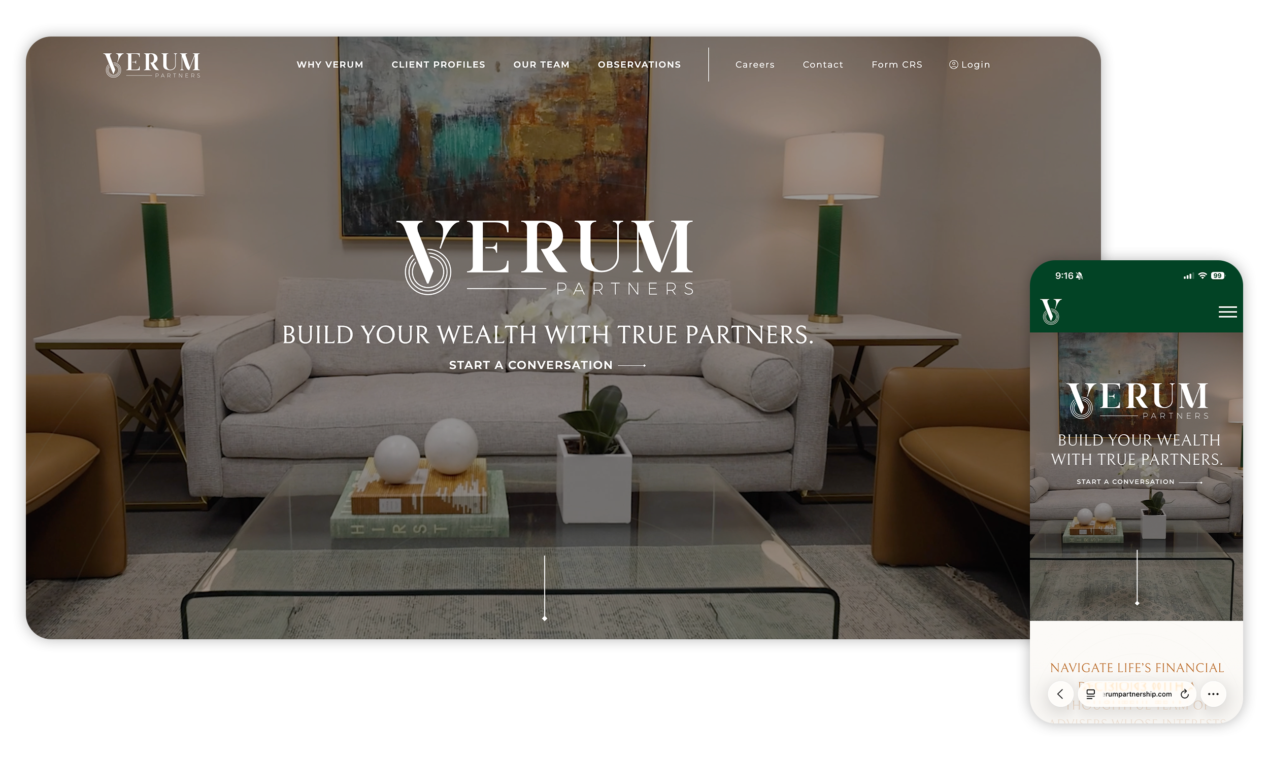 Verum Partners website responsive screen mock-up